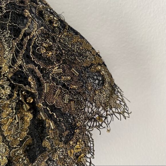 Marchesa Norte Golden Crest Lace Black Dress size 2 flawed - Picture 10 of 10